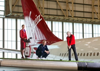 Colin Montgomerie & Richard Branson, for Virgin. East Midlands Airport